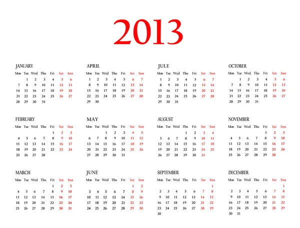 Calendar 2013. Template — Stock Photo, Image