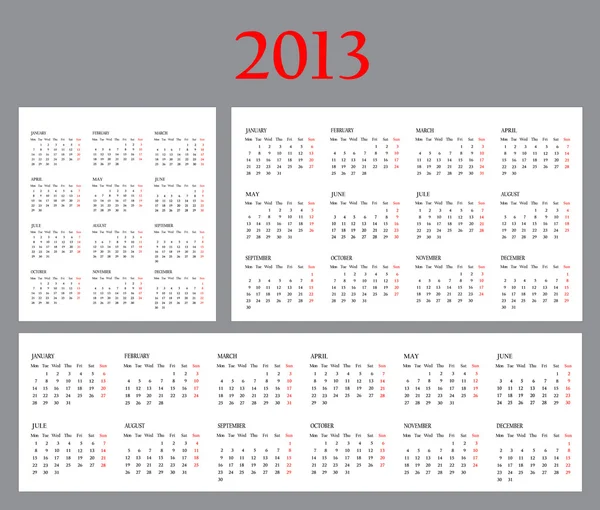 Набор календарей шаблонов на 2013 год . — стоковое фото