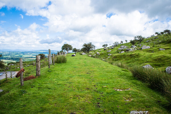 Grass path across Bodmin Moor