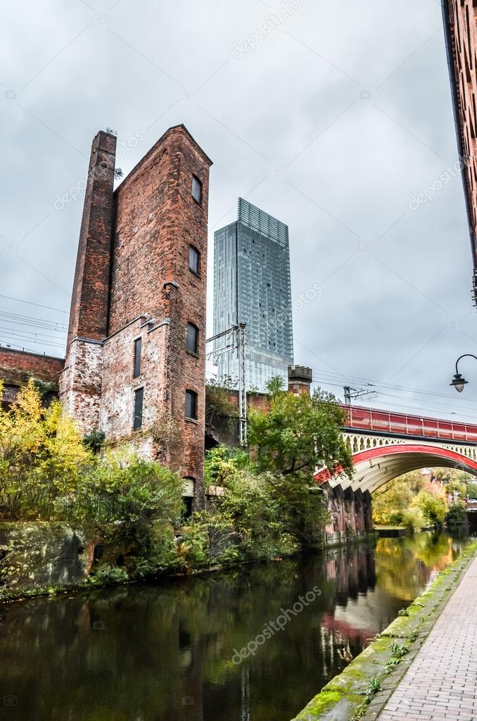 Manchester canal side with old and new