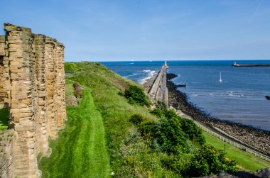Tynemouth harbour and the priory, England clipart