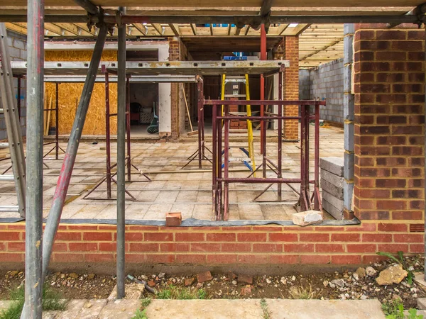 House Construction Site Bricks Blocks Scaffolding Ladders — Photo