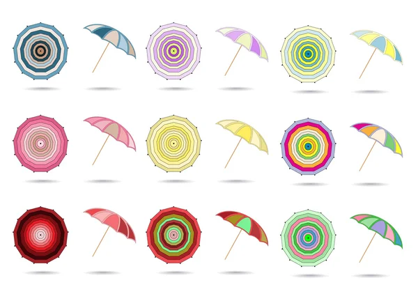 Illustrazione vettoriale di ombrelli di colore diverso — Vettoriale Stock