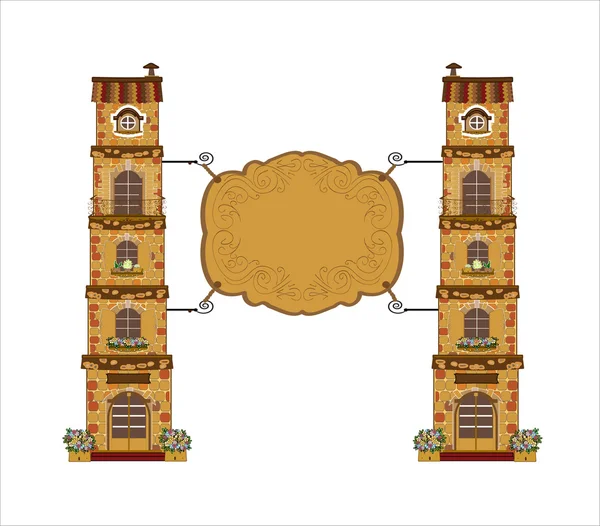 Antiguo letrero de calle de casa o bar, ilustración vectorial — Vector de stock