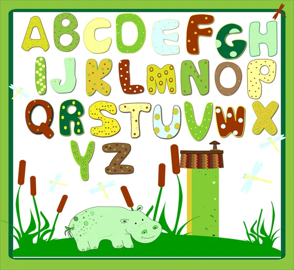 ABC baby hippo vektor — Stock vektor