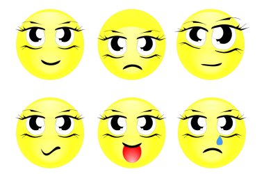 Sarı emoticons vektör karakter kümesi