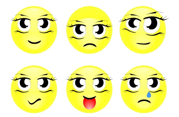 Set van tekens van gele emoticons vector — Stockvector