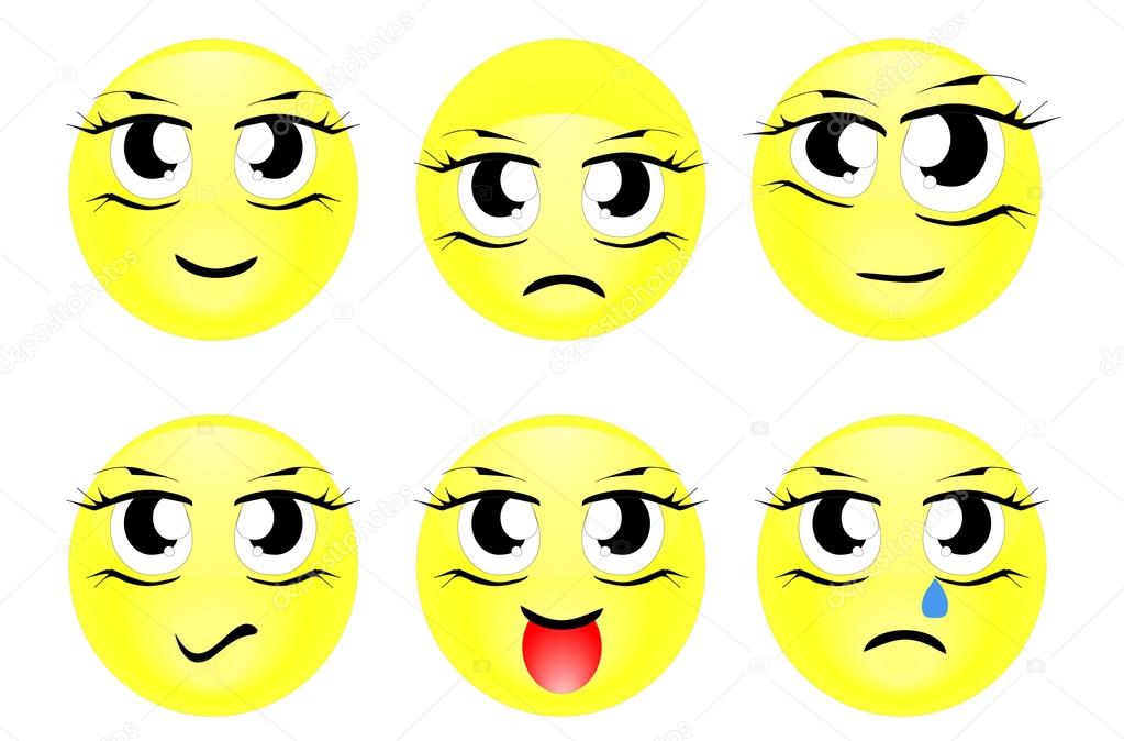 Set of characters of yellow emoticons vector