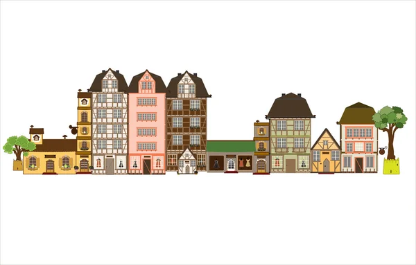 These houses could be anywhere in Europe and reach back to the middle age.vector — Stock Vector