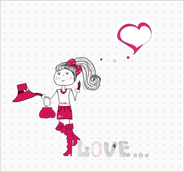 Amor. chica cariñosa. vector — Vector de stock