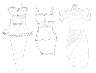Şık bayanlar Dresssketches kalem elbise