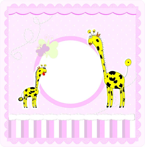 Una bella carta con due giraffe — Vettoriale Stock