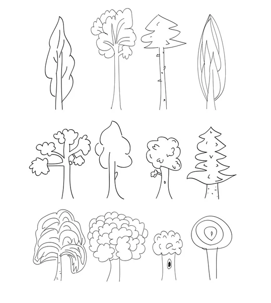 Коллекция векторных деревьев — стоковый вектор