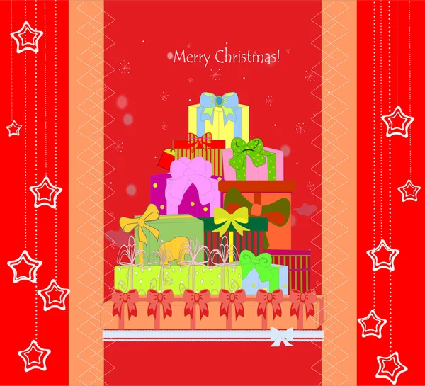 Cartão de Natal com caixas de presente — Vetor de Stock