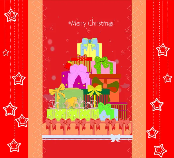 Hediye kutulu Noel kartı.