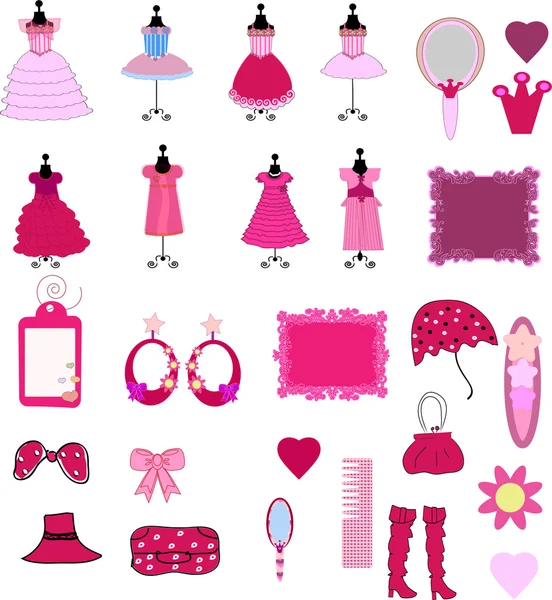 Cute dress and accessories — Stock Vector