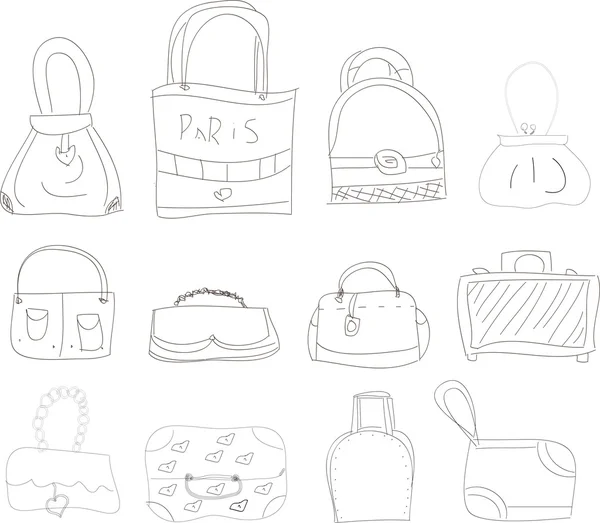 Kézzel rajzolt l táskák gyűjteménye — Stock Vector