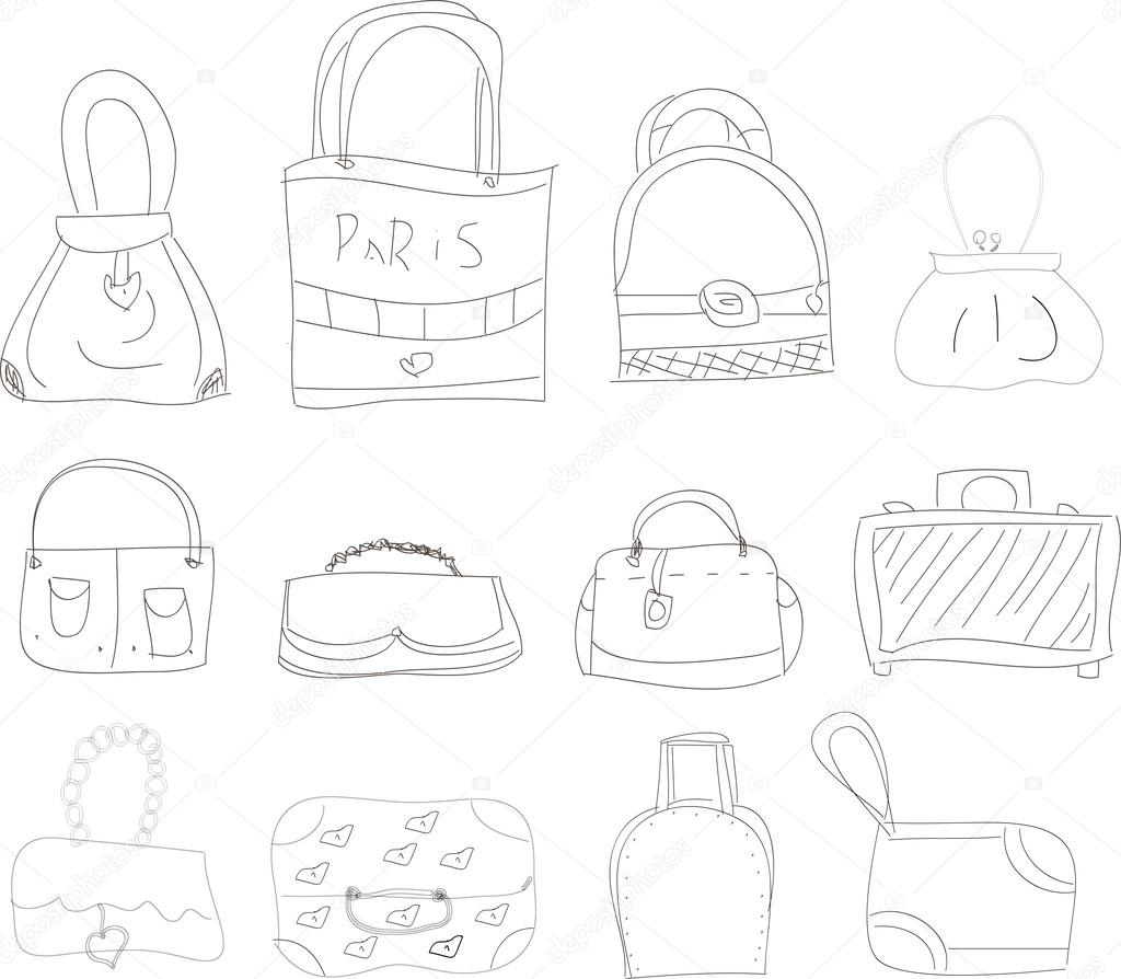 Collection of hand drawn l bags