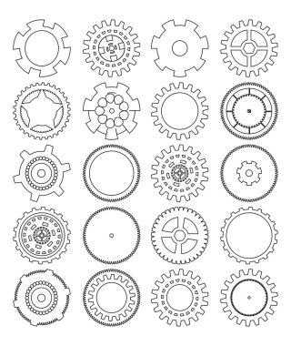 Beyaz arka plan üzerinde vites siluet