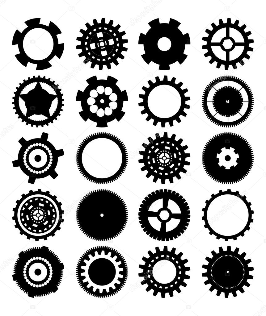 Gears silhouette over white background