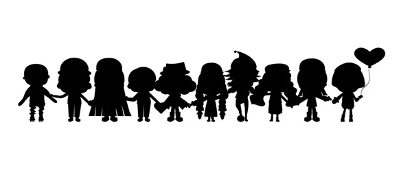 Group of children's silhouettes — Stock Vector