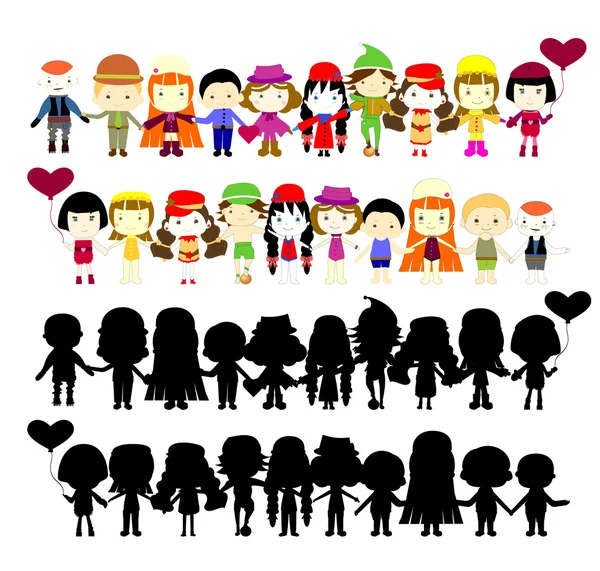 Illustration of collection of simple kids — Stock Vector