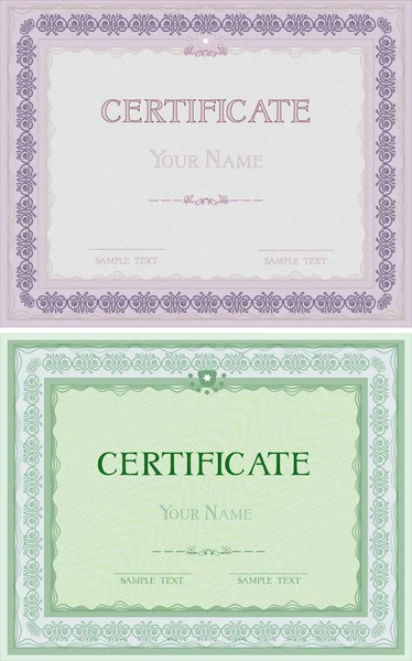 Conjunto de dos certificados en diferentes colores — Vector de stock