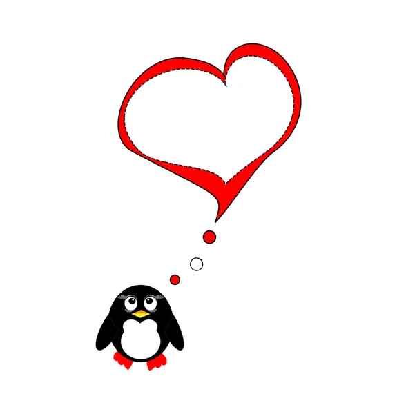 Pingüino enamorado — Vector de stock