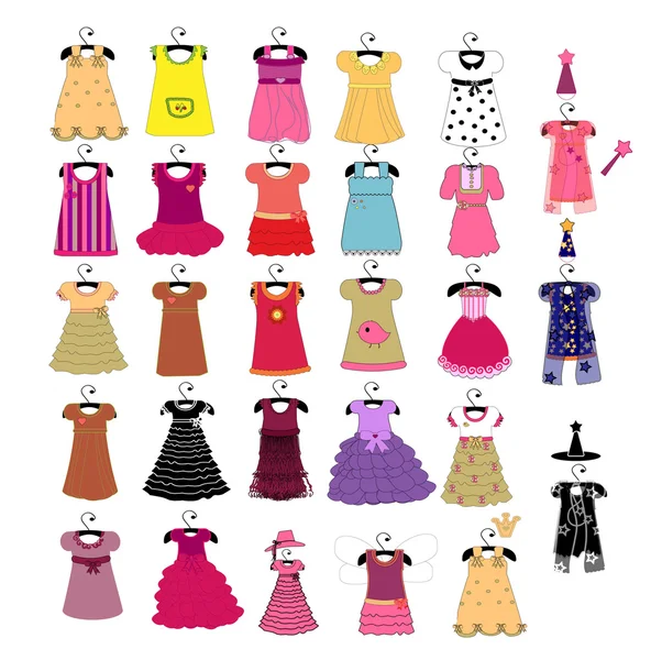 Beaux vêtements à la mode pour les petites filles — Image vectorielle
