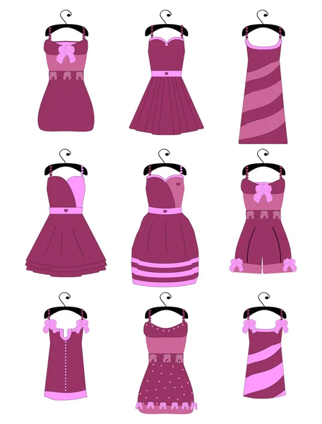 Conjunto de vestidos femeninos — Vector de stock