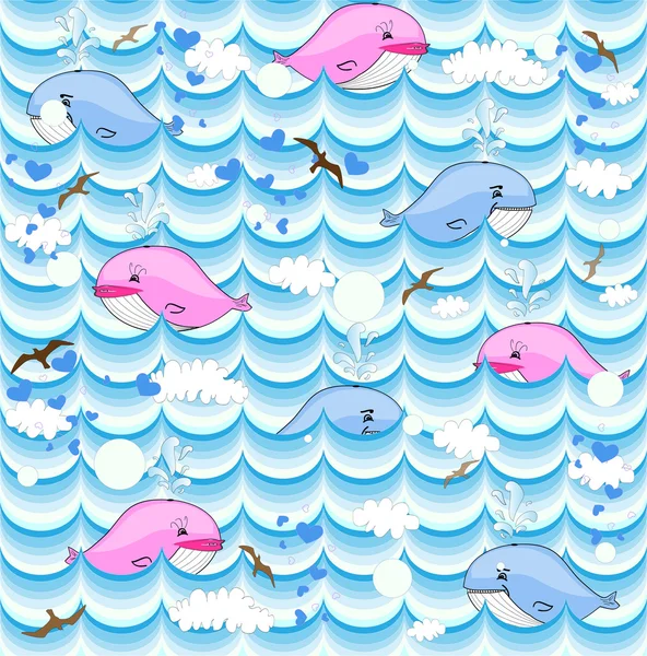 Vector background with whales — Stock Vector