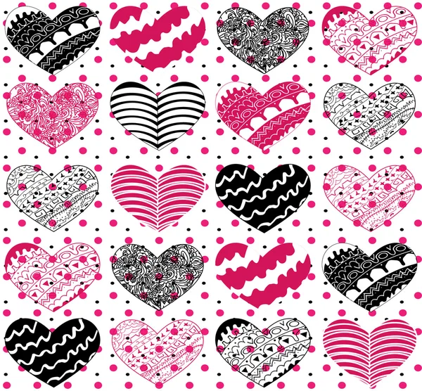 Beautiful seamless vector pattern with hearts — Stock Vector