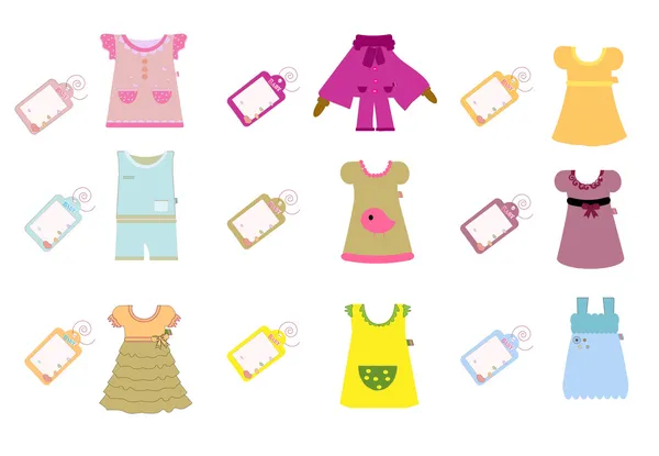 Collectie van baby- en kleding — Stockvector