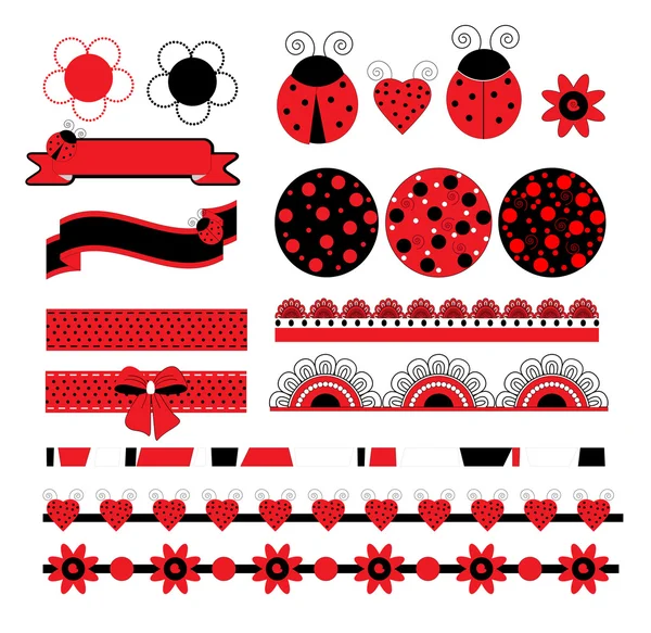 Digital vector scrapbook with ladybug — Stock Vector