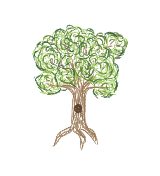 Ilustração abstrata de árvore verde estilizada — Vetor de Stock