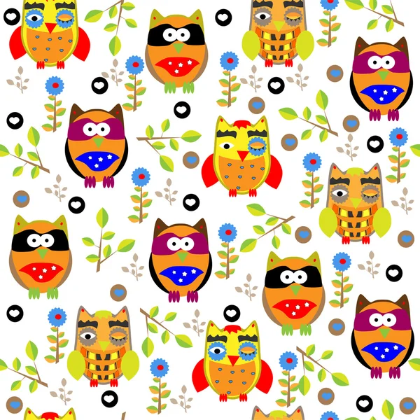 Seamless colourfull owl pattern for kids in vector — Stock Vector