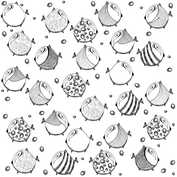 Modèle graphique sans couture avec des poissons — Image vectorielle