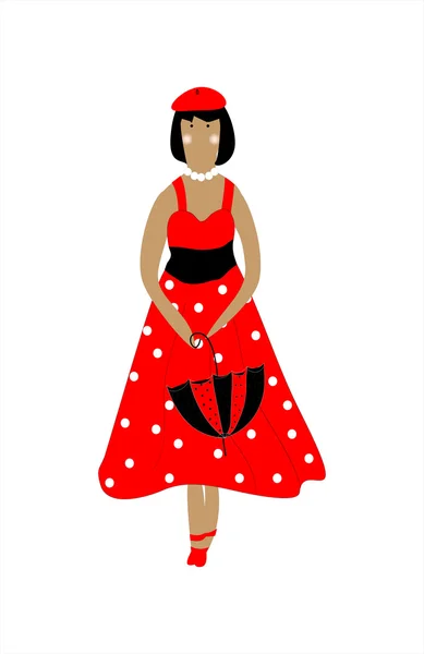 赤いドレスの女性 — ストックベクタ