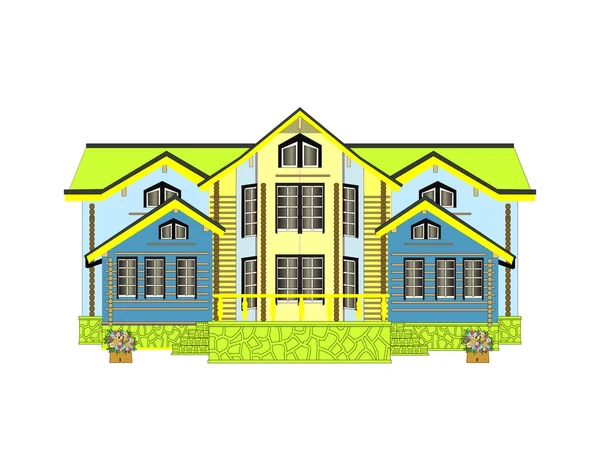 Casa amarilla. Fondo blanco aislado . — Vector de stock