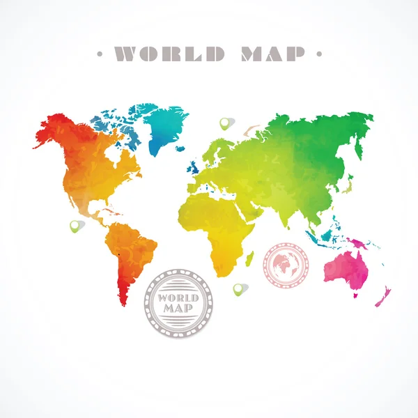 Vector water-colour world map — Stock Vector