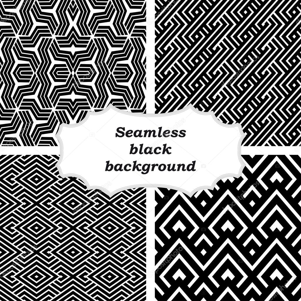 Set of black and white patterns