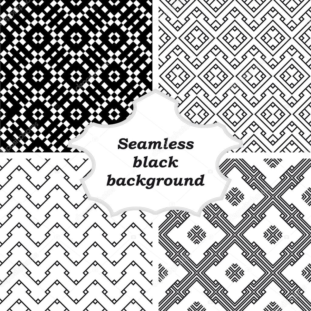 Set of black and white patterns