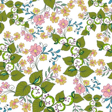 süslü çiçek ve yaprak ile sorunsuz doku