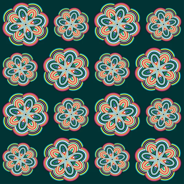 カラフルなシームレス パターン - 抽象的な花 — ストックベクタ