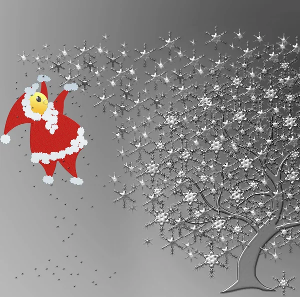 Santa claus is vet kerstboom graf — Stockfoto