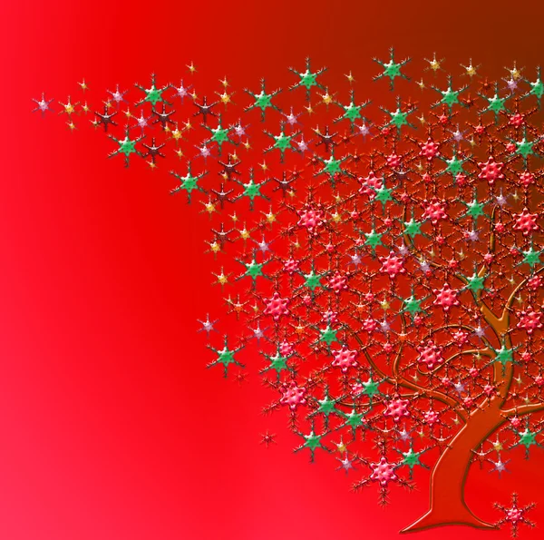 Tree with stars of many colors — Stock Photo, Image