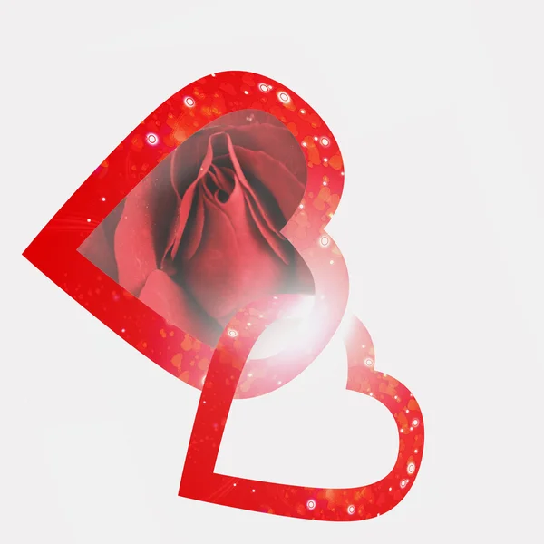 Caja de corazones y una rosa —  Fotos de Stock