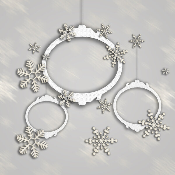 Background of stars and Christmas ornaments