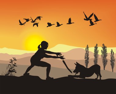 kadın ile köpek doğa oynadığı