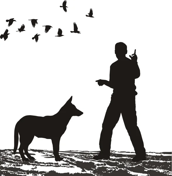 Formation des chiens sur le terrain — Image vectorielle